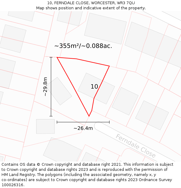 10, FERNDALE CLOSE, WORCESTER, WR3 7QU: Plot and title map