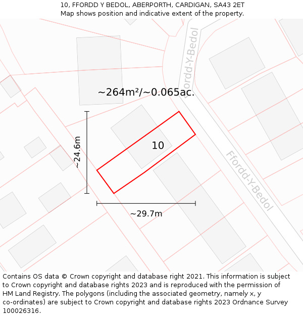 10, FFORDD Y BEDOL, ABERPORTH, CARDIGAN, SA43 2ET: Plot and title map