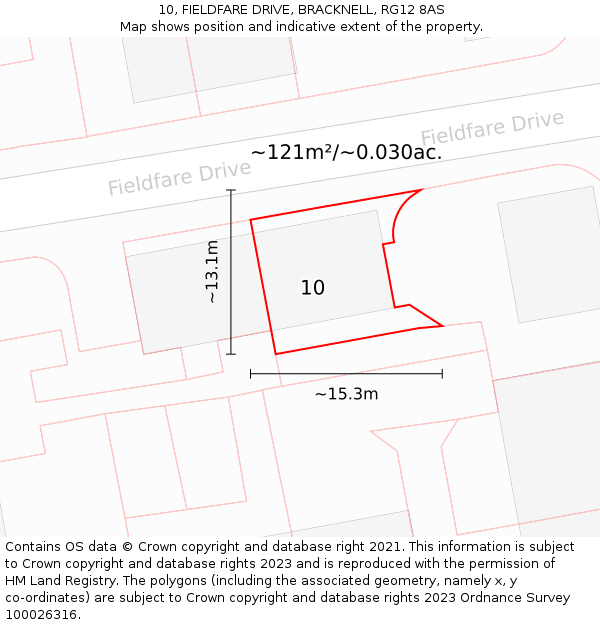 10, FIELDFARE DRIVE, BRACKNELL, RG12 8AS: Plot and title map