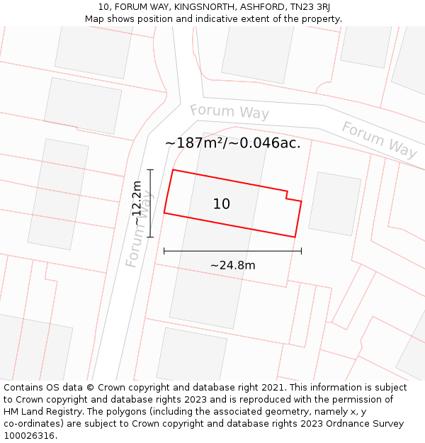 10, FORUM WAY, KINGSNORTH, ASHFORD, TN23 3RJ: Plot and title map