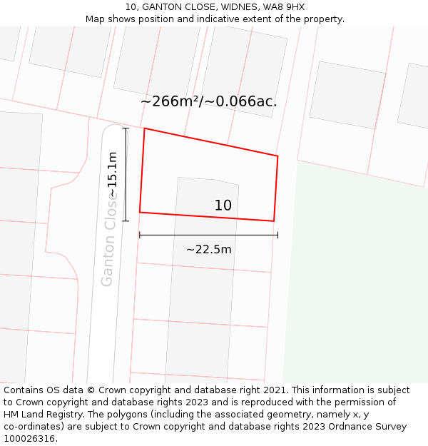 10, GANTON CLOSE, WIDNES, WA8 9HX: Plot and title map