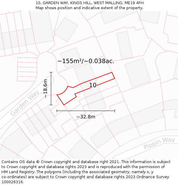 10, GARDEN WAY, KINGS HILL, WEST MALLING, ME19 4FH: Plot and title map