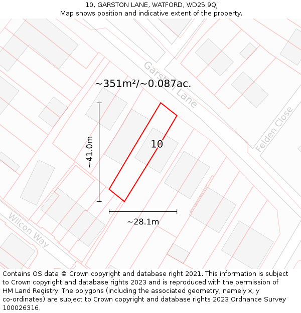 10, GARSTON LANE, WATFORD, WD25 9QJ: Plot and title map