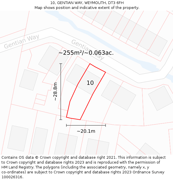 10, GENTIAN WAY, WEYMOUTH, DT3 6FH: Plot and title map