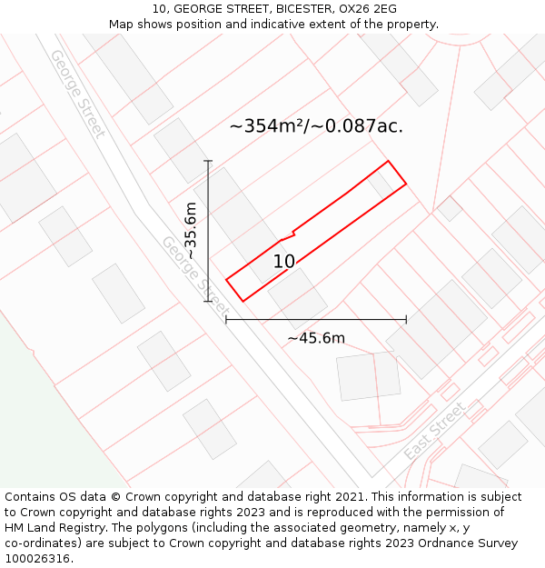 10, GEORGE STREET, BICESTER, OX26 2EG: Plot and title map