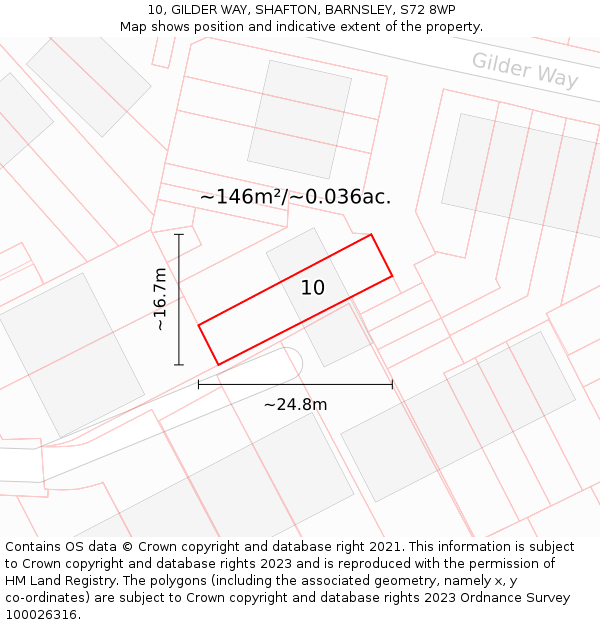 10, GILDER WAY, SHAFTON, BARNSLEY, S72 8WP: Plot and title map