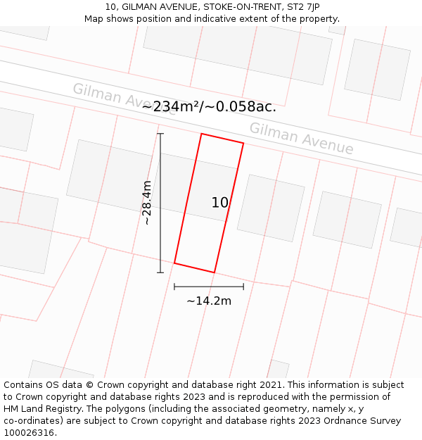 10, GILMAN AVENUE, STOKE-ON-TRENT, ST2 7JP: Plot and title map