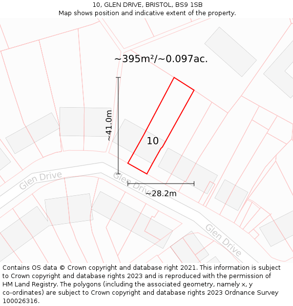 10, GLEN DRIVE, BRISTOL, BS9 1SB: Plot and title map