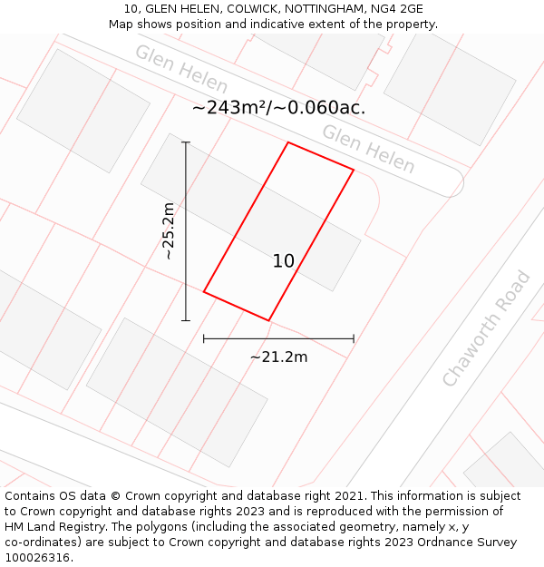 10, GLEN HELEN, COLWICK, NOTTINGHAM, NG4 2GE: Plot and title map