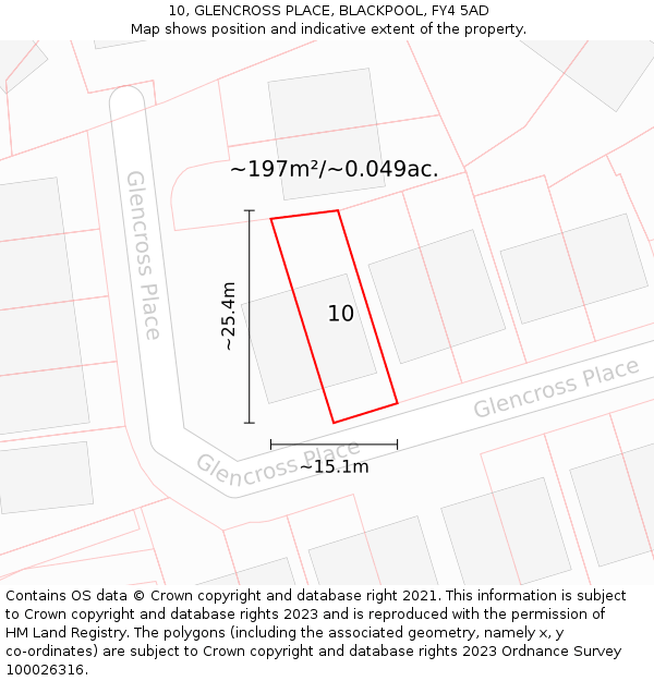 10, GLENCROSS PLACE, BLACKPOOL, FY4 5AD: Plot and title map