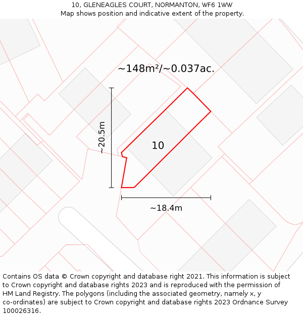 10, GLENEAGLES COURT, NORMANTON, WF6 1WW: Plot and title map