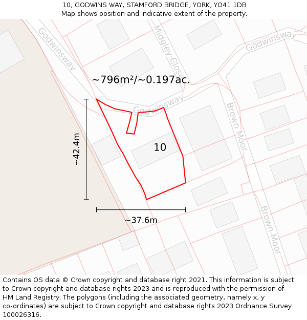 10, GODWINS WAY, STAMFORD BRIDGE, YORK, YO41 1DB: Plot and title map