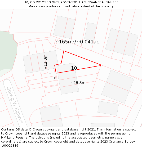 10, GOLWG YR EGLWYS, PONTARDDULAIS, SWANSEA, SA4 8EE: Plot and title map