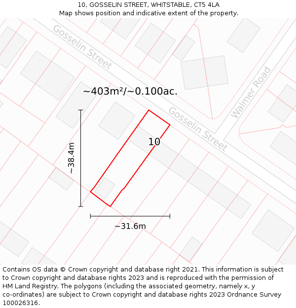 10, GOSSELIN STREET, WHITSTABLE, CT5 4LA: Plot and title map