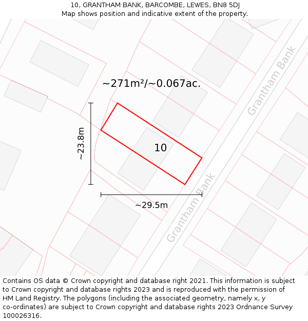 10, GRANTHAM BANK, BARCOMBE, LEWES, BN8 5DJ: Plot and title map