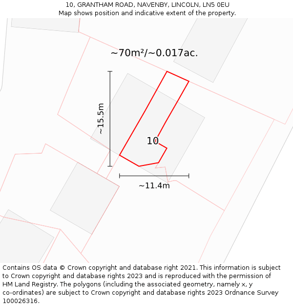 10, GRANTHAM ROAD, NAVENBY, LINCOLN, LN5 0EU: Plot and title map