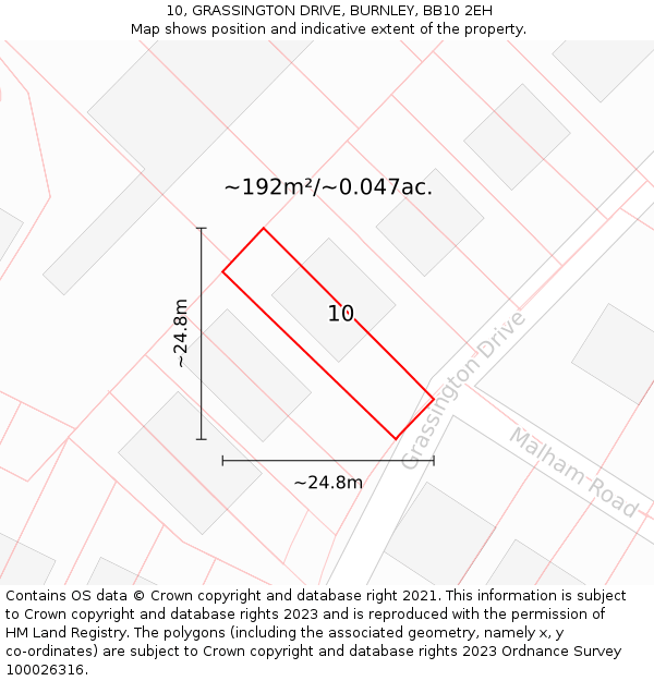 10, GRASSINGTON DRIVE, BURNLEY, BB10 2EH: Plot and title map