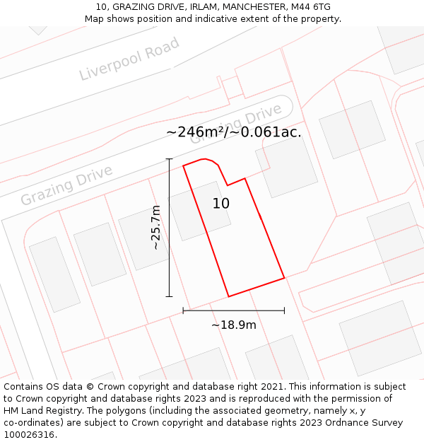 10, GRAZING DRIVE, IRLAM, MANCHESTER, M44 6TG: Plot and title map