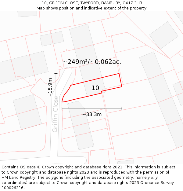 10, GRIFFIN CLOSE, TWYFORD, BANBURY, OX17 3HR: Plot and title map