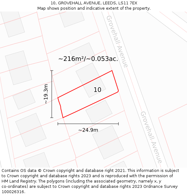 10, GROVEHALL AVENUE, LEEDS, LS11 7EX: Plot and title map