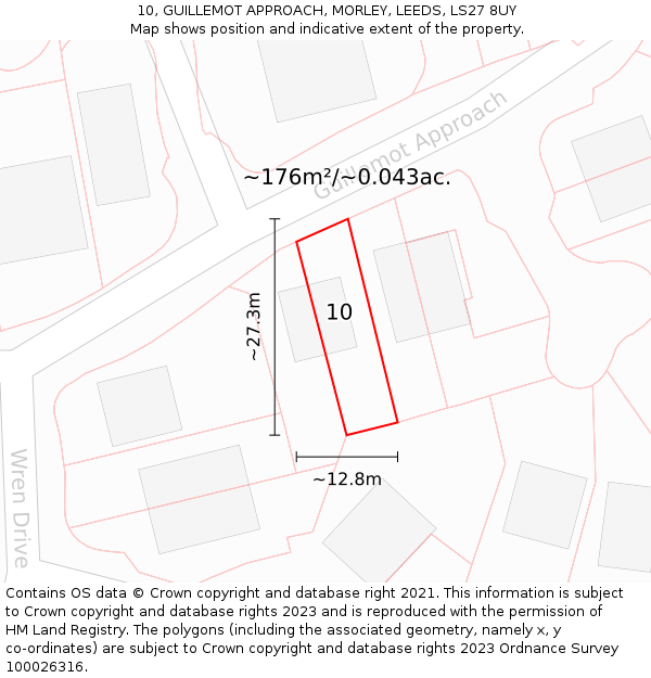 10, GUILLEMOT APPROACH, MORLEY, LEEDS, LS27 8UY: Plot and title map