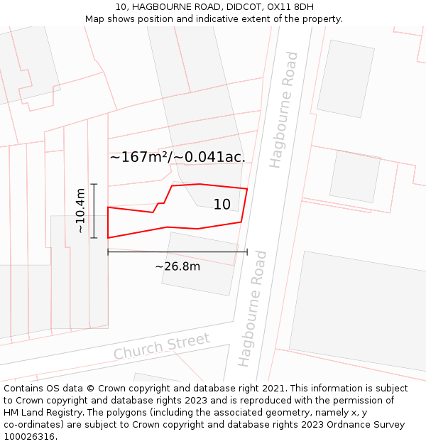 10, HAGBOURNE ROAD, DIDCOT, OX11 8DH: Plot and title map