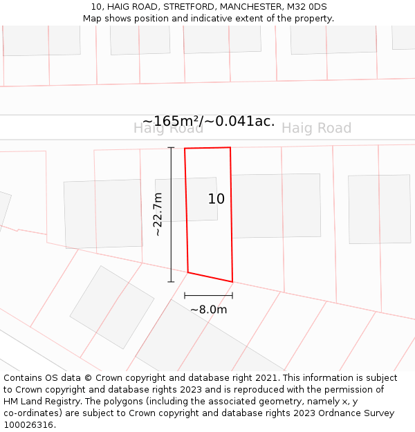 10, HAIG ROAD, STRETFORD, MANCHESTER, M32 0DS: Plot and title map