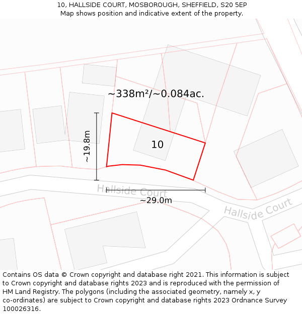 10, HALLSIDE COURT, MOSBOROUGH, SHEFFIELD, S20 5EP: Plot and title map