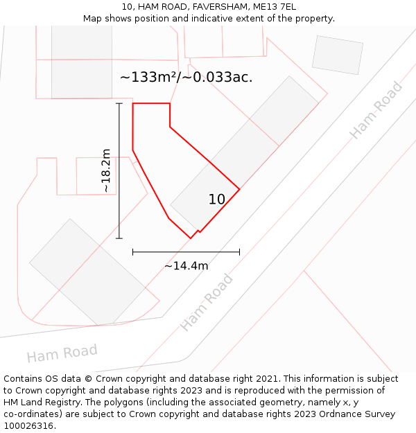 10, HAM ROAD, FAVERSHAM, ME13 7EL: Plot and title map