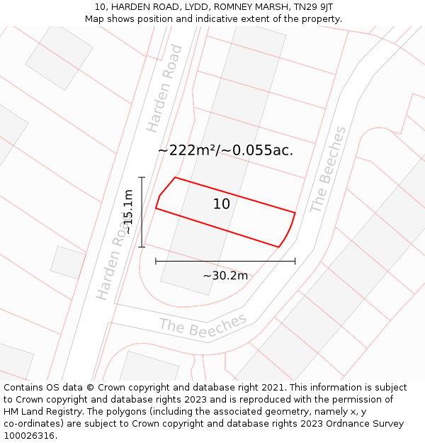 10, HARDEN ROAD, LYDD, ROMNEY MARSH, TN29 9JT: Plot and title map