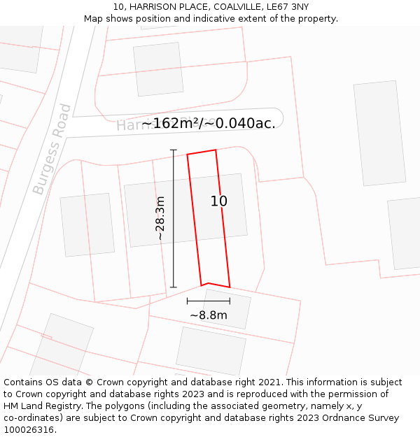 10, HARRISON PLACE, COALVILLE, LE67 3NY: Plot and title map