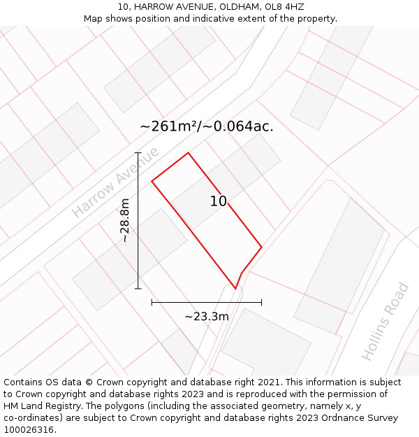 10, HARROW AVENUE, OLDHAM, OL8 4HZ: Plot and title map