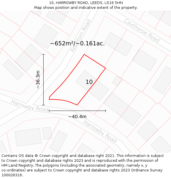 10, HARROWBY ROAD, LEEDS, LS16 5HN: Plot and title map