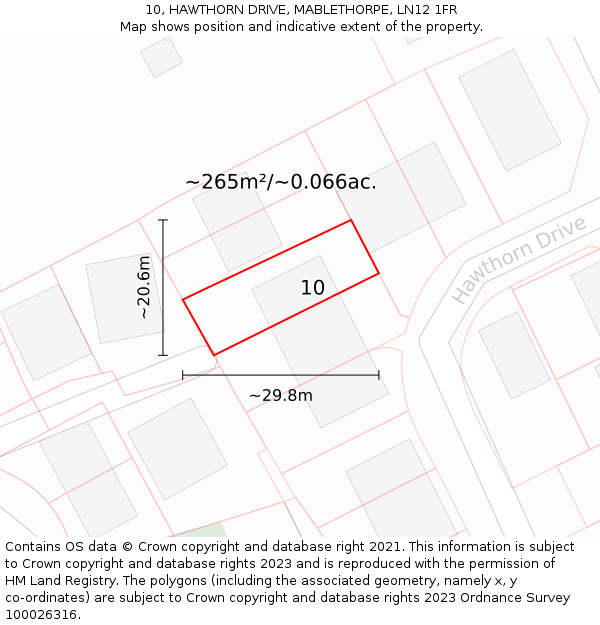 10, HAWTHORN DRIVE, MABLETHORPE, LN12 1FR: Plot and title map