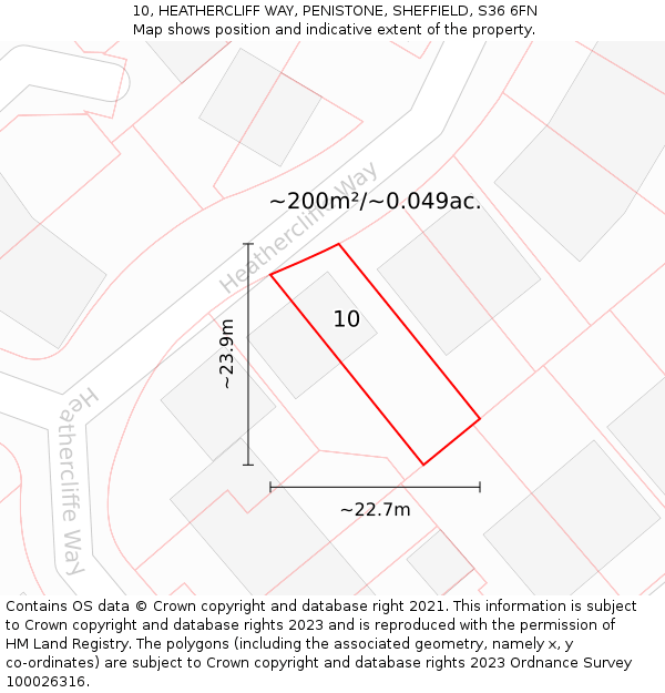 10, HEATHERCLIFF WAY, PENISTONE, SHEFFIELD, S36 6FN: Plot and title map