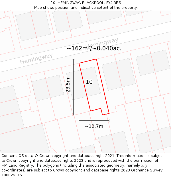 10, HEMINGWAY, BLACKPOOL, FY4 3BS: Plot and title map