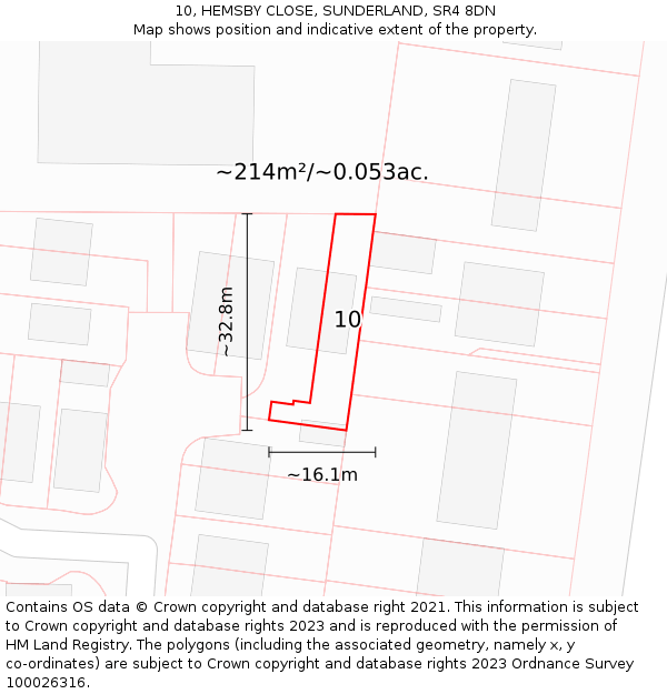 10, HEMSBY CLOSE, SUNDERLAND, SR4 8DN: Plot and title map