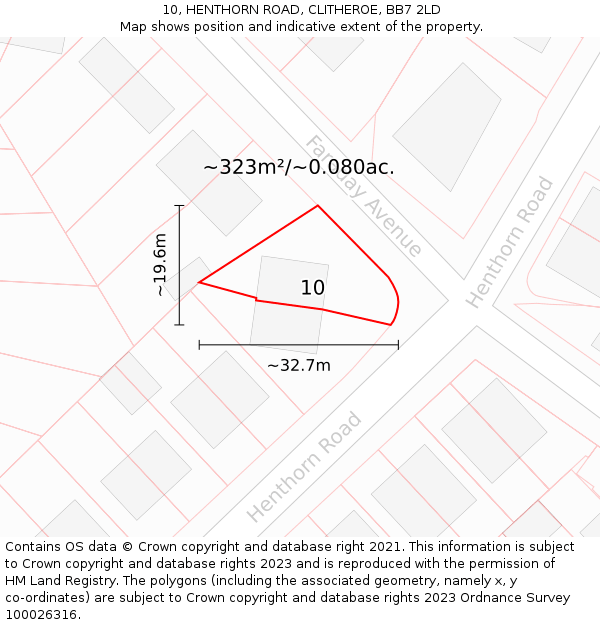 10, HENTHORN ROAD, CLITHEROE, BB7 2LD: Plot and title map