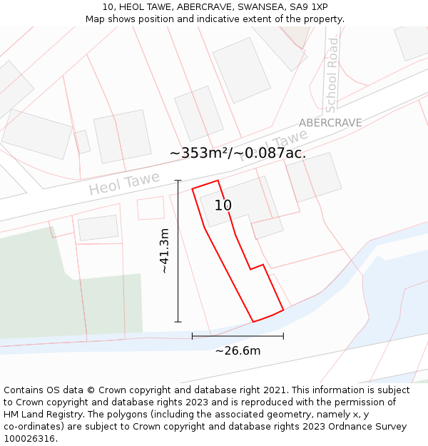 10, HEOL TAWE, ABERCRAVE, SWANSEA, SA9 1XP: Plot and title map