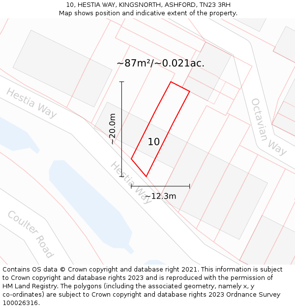 10, HESTIA WAY, KINGSNORTH, ASHFORD, TN23 3RH: Plot and title map