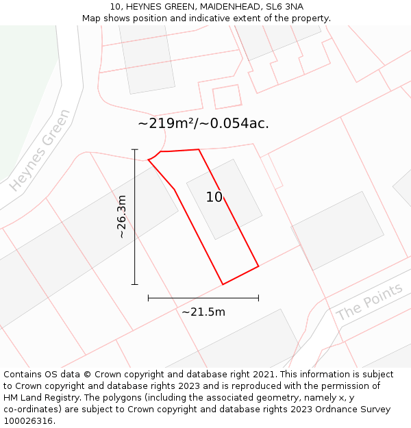 10, HEYNES GREEN, MAIDENHEAD, SL6 3NA: Plot and title map