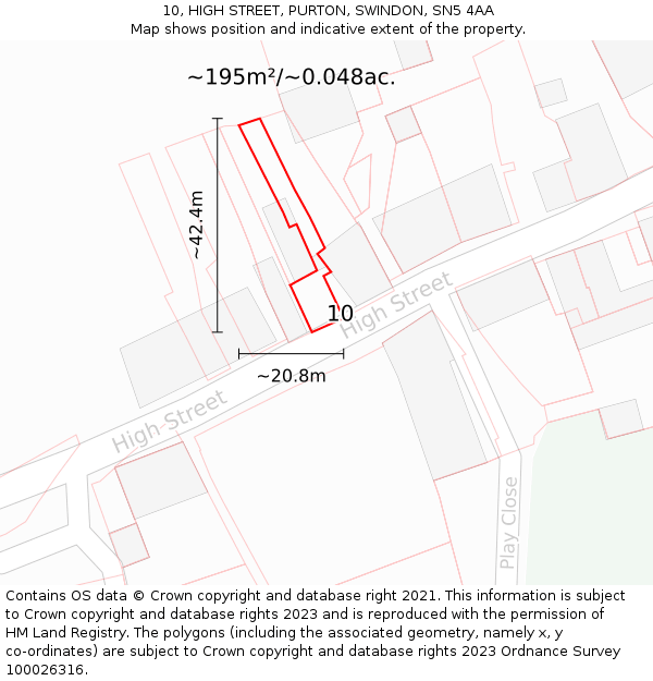 10, HIGH STREET, PURTON, SWINDON, SN5 4AA: Plot and title map