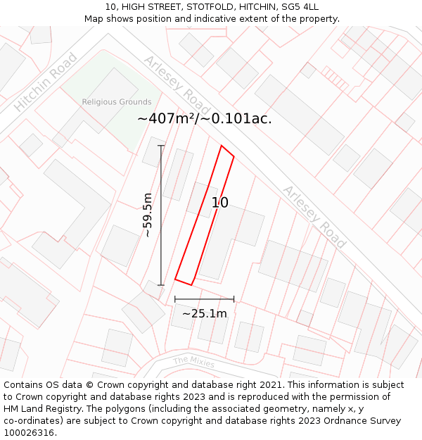 10, HIGH STREET, STOTFOLD, HITCHIN, SG5 4LL: Plot and title map