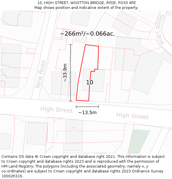 10, HIGH STREET, WOOTTON BRIDGE, RYDE, PO33 4PE: Plot and title map