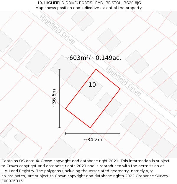 10, HIGHFIELD DRIVE, PORTISHEAD, BRISTOL, BS20 8JG: Plot and title map