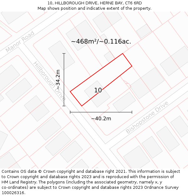 10, HILLBOROUGH DRIVE, HERNE BAY, CT6 6RD: Plot and title map