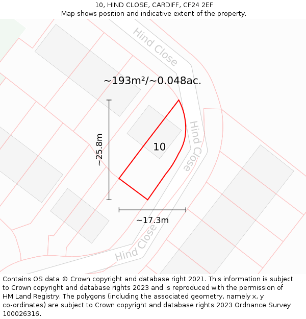 10, HIND CLOSE, CARDIFF, CF24 2EF: Plot and title map