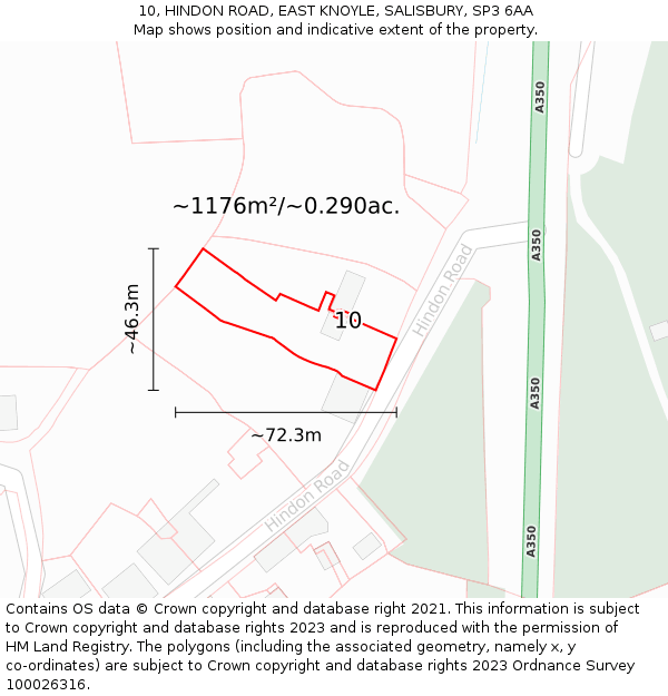 10, HINDON ROAD, EAST KNOYLE, SALISBURY, SP3 6AA: Plot and title map