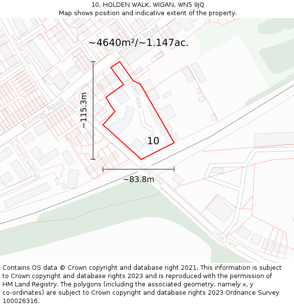 10, HOLDEN WALK, WIGAN, WN5 9JQ: Plot and title map