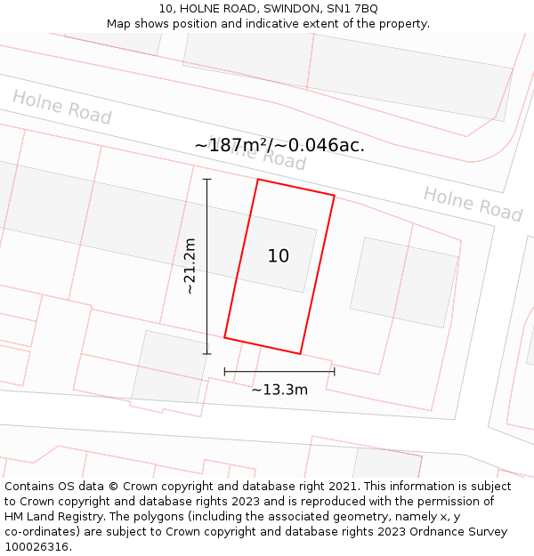 10, HOLNE ROAD, SWINDON, SN1 7BQ: Plot and title map